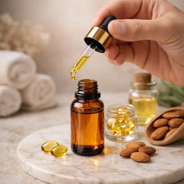 Essential oil and spa towels prepared for a relaxing treatment
